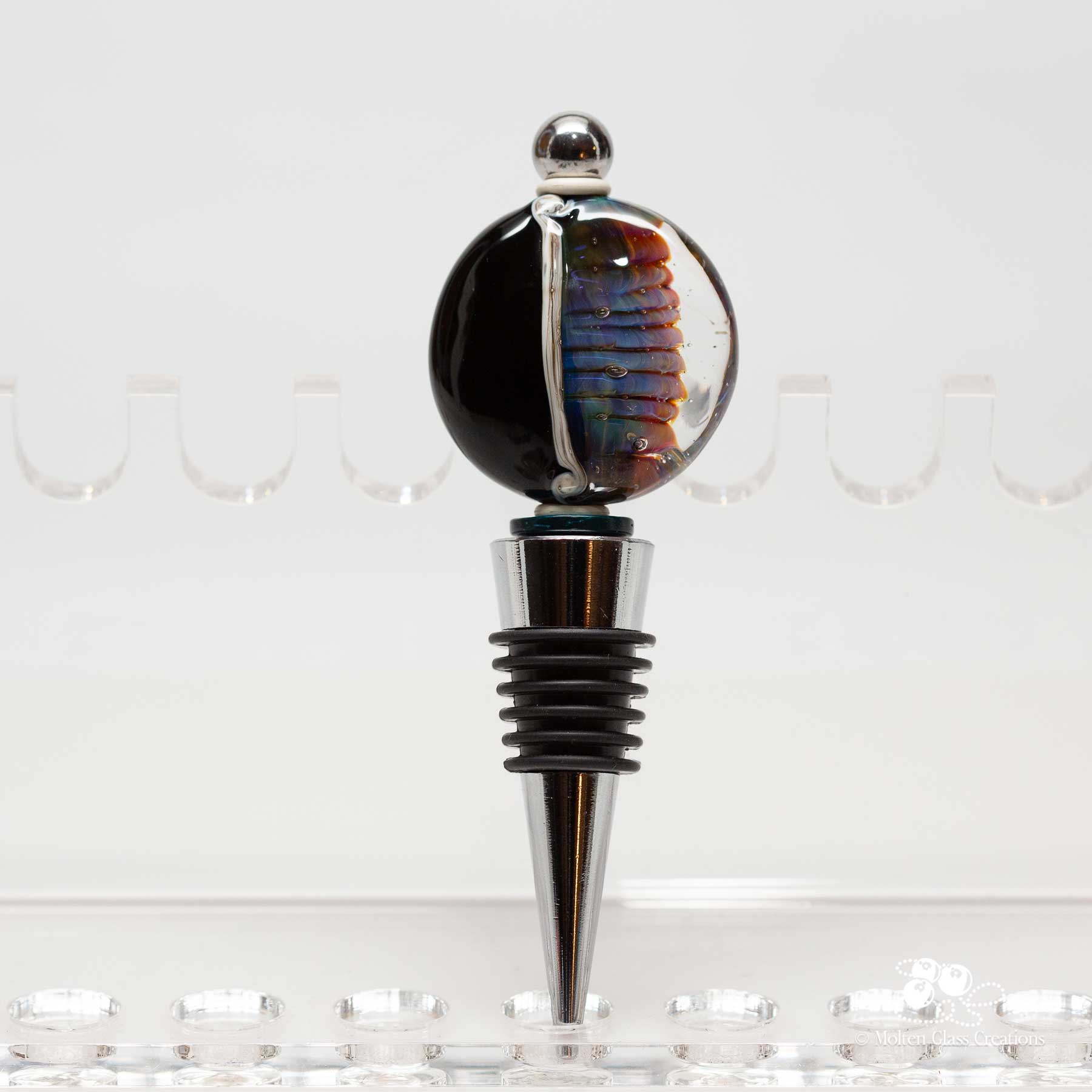 organic coloured handmade glass bead wine bottle stopper