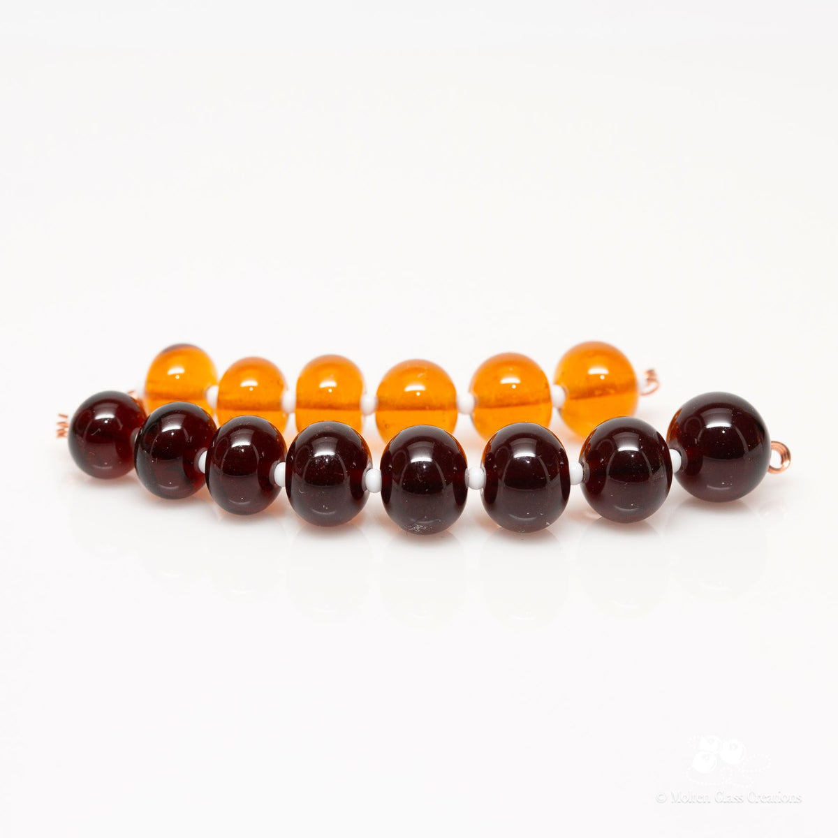light &amp; dark amber handmade glass beads