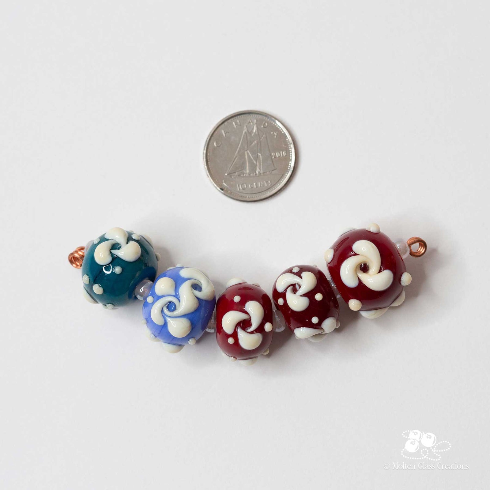 Bead set - Opaque Pinwheels - Molten Glass Creations