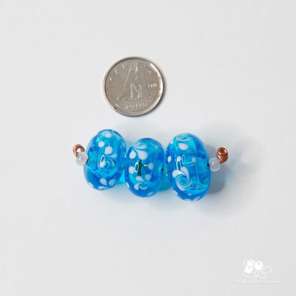 Hollow Beads - Blue Pinwheels