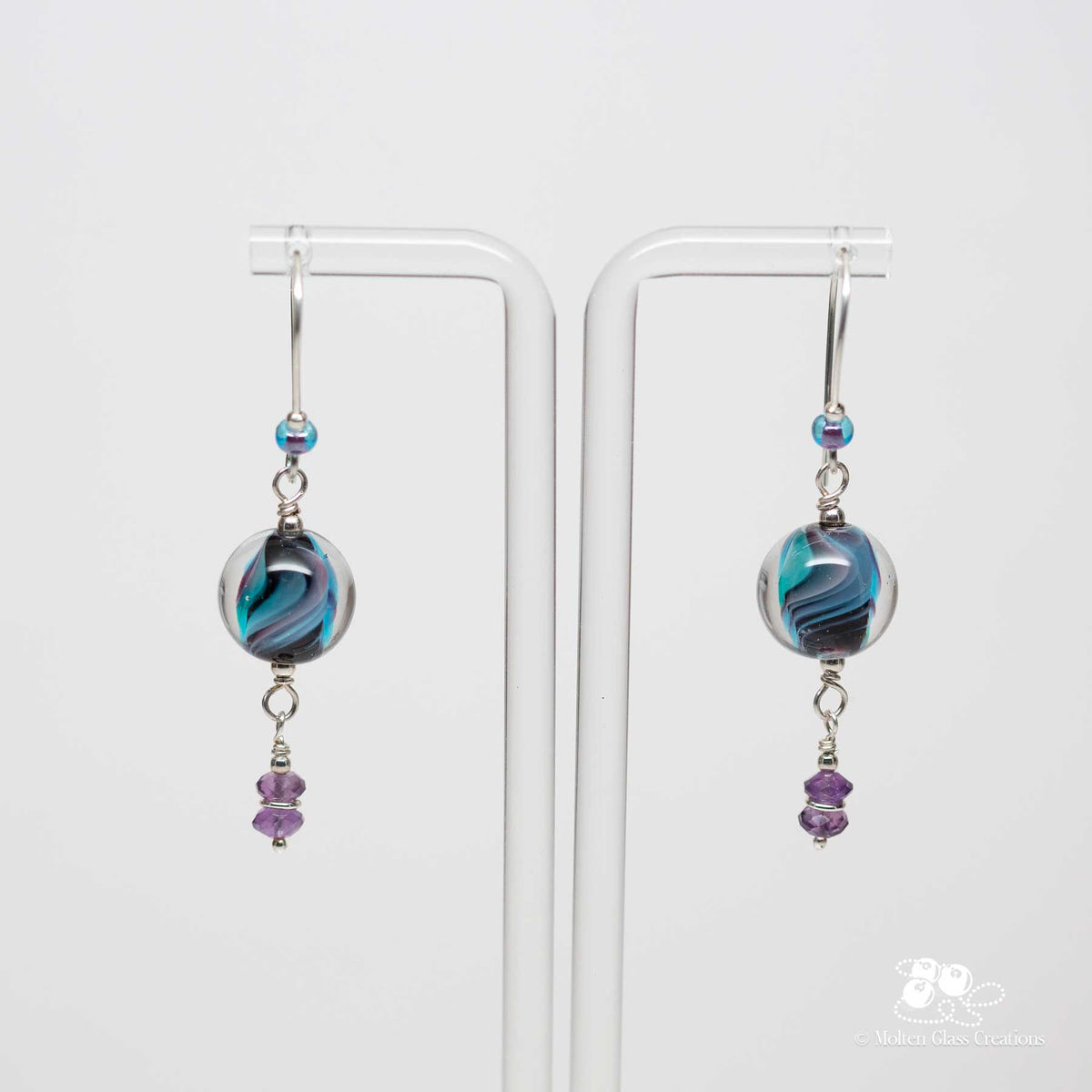 Blue and Purple Swirl Earrings