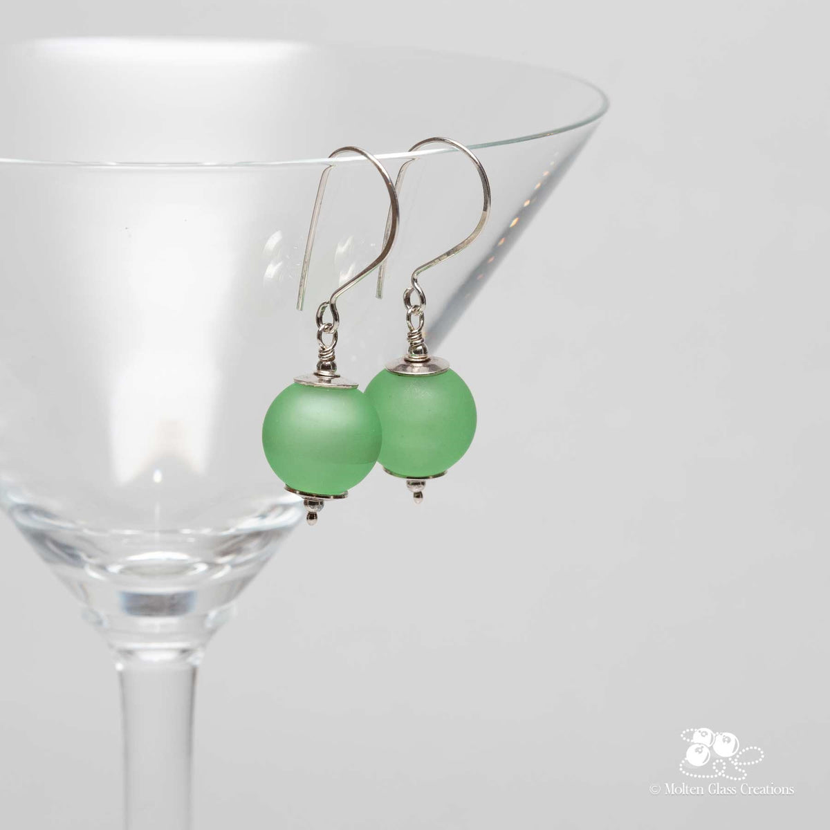 Etched Green Drop Earrings