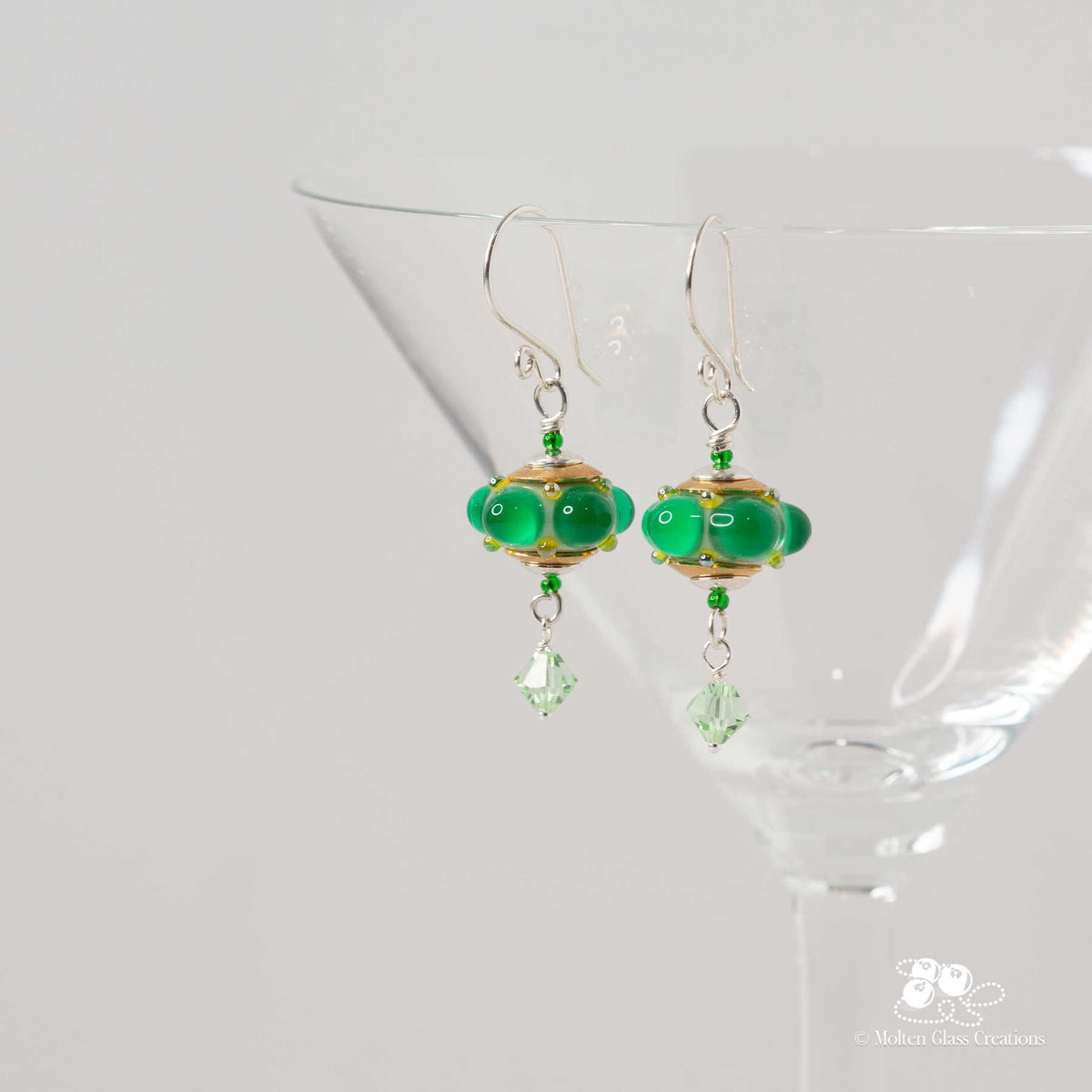 Playful Green Dot Earrings