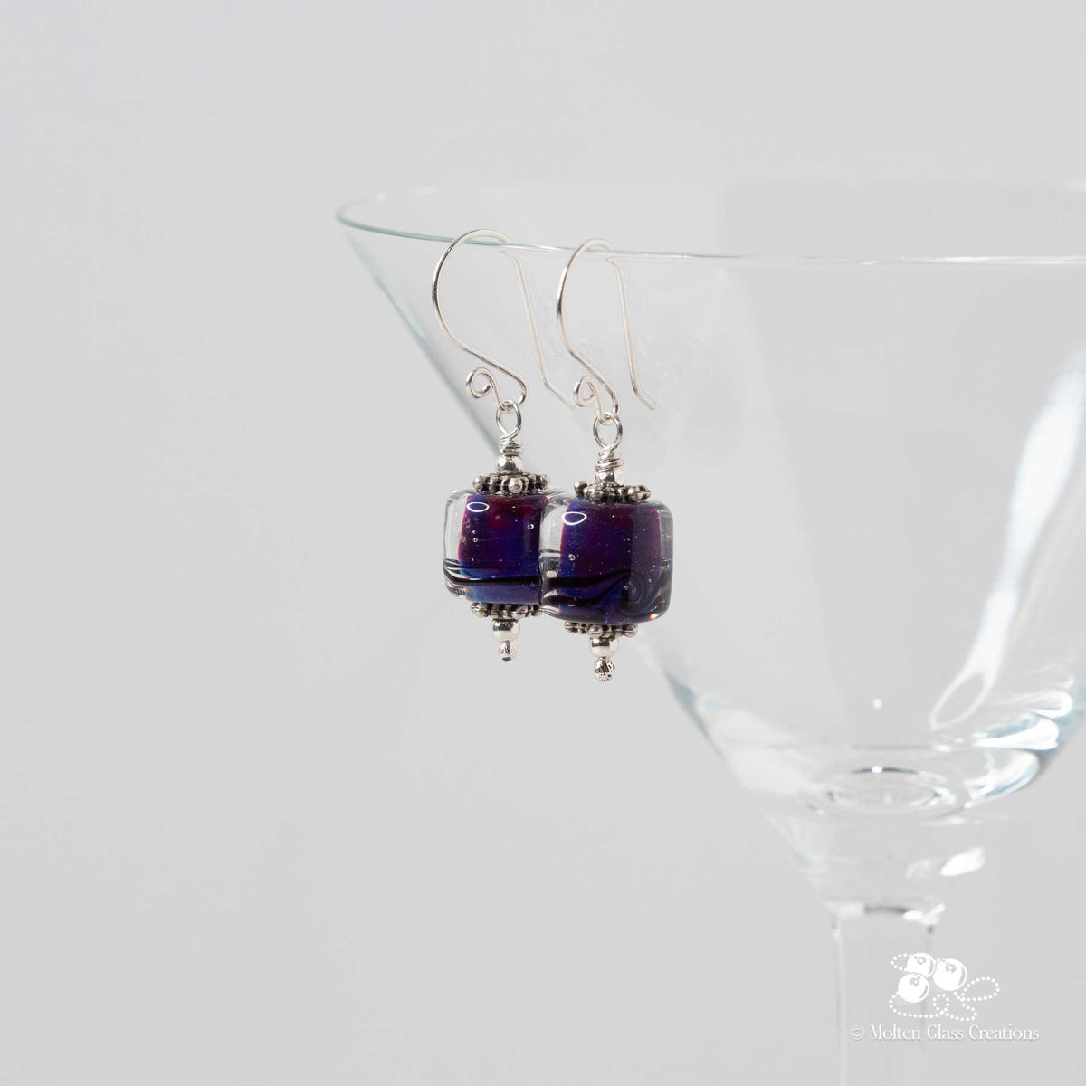 Bluish Purple Barrel Earrings