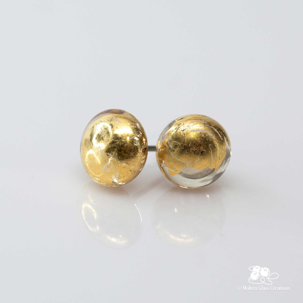 Glass Stud Earrings - Golden Pale Yellow