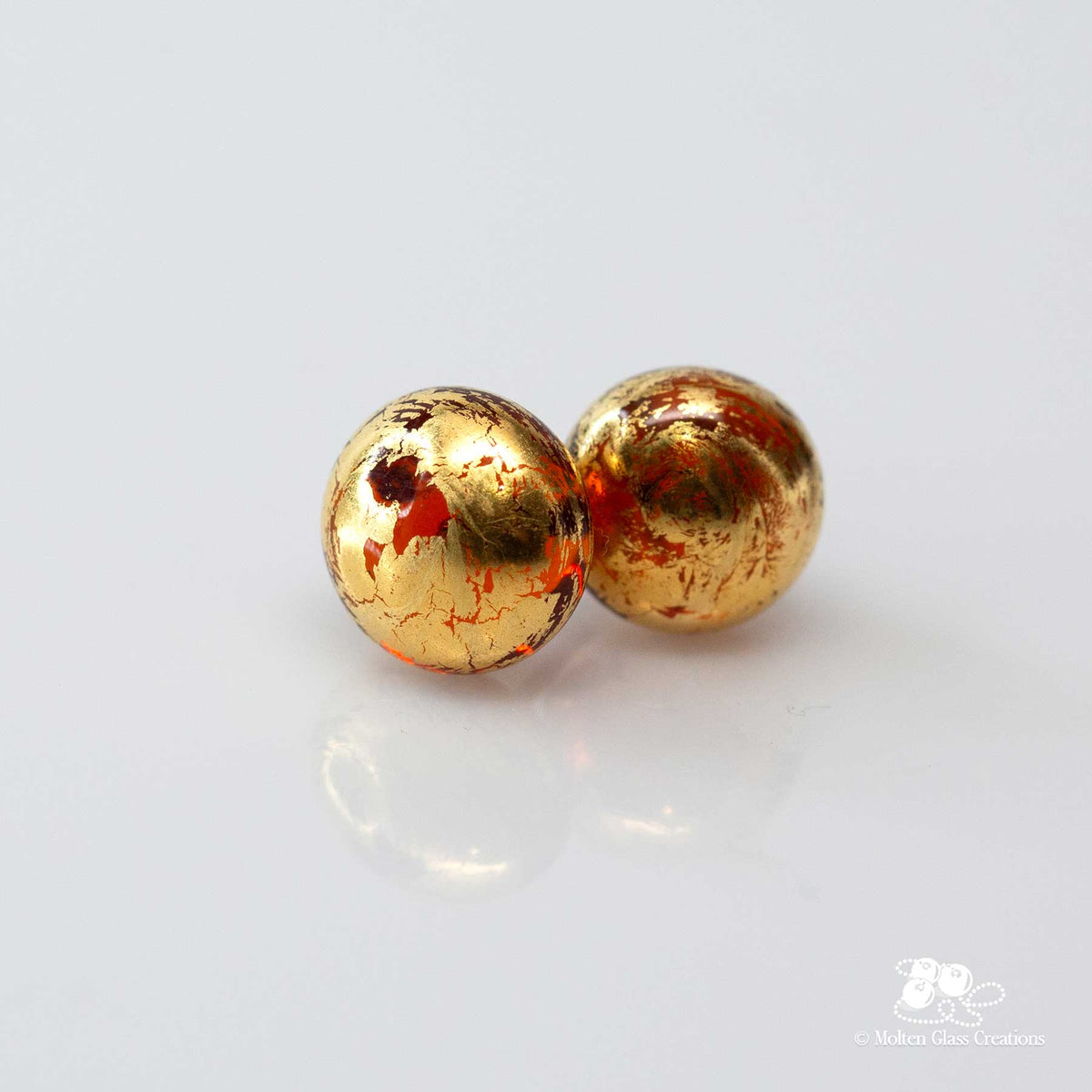 Glass Stud Earrings - Golden Amber