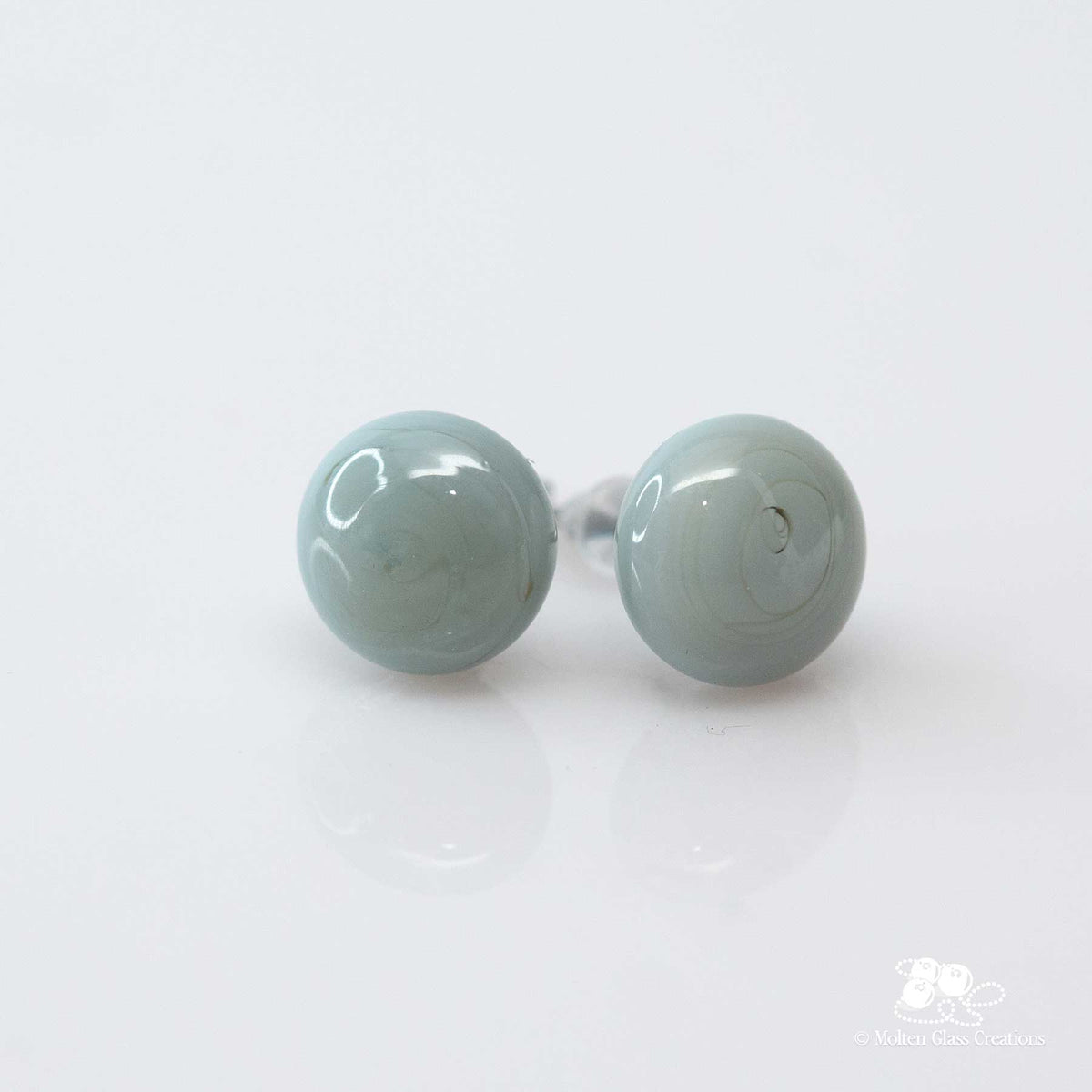 Glass Stud Earrings - Pearl Grey