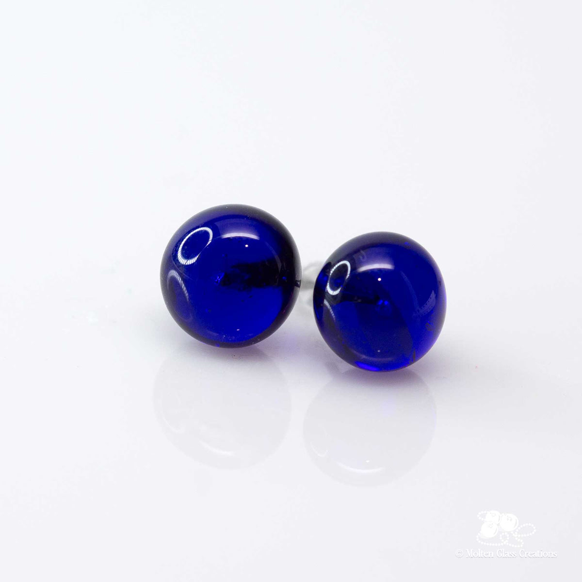 Glass Stud Earrings - Cobalt Blue