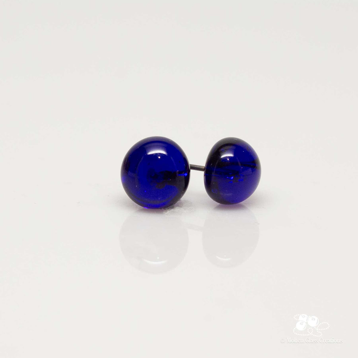 Glass Stud Earrings - Cobalt Blue