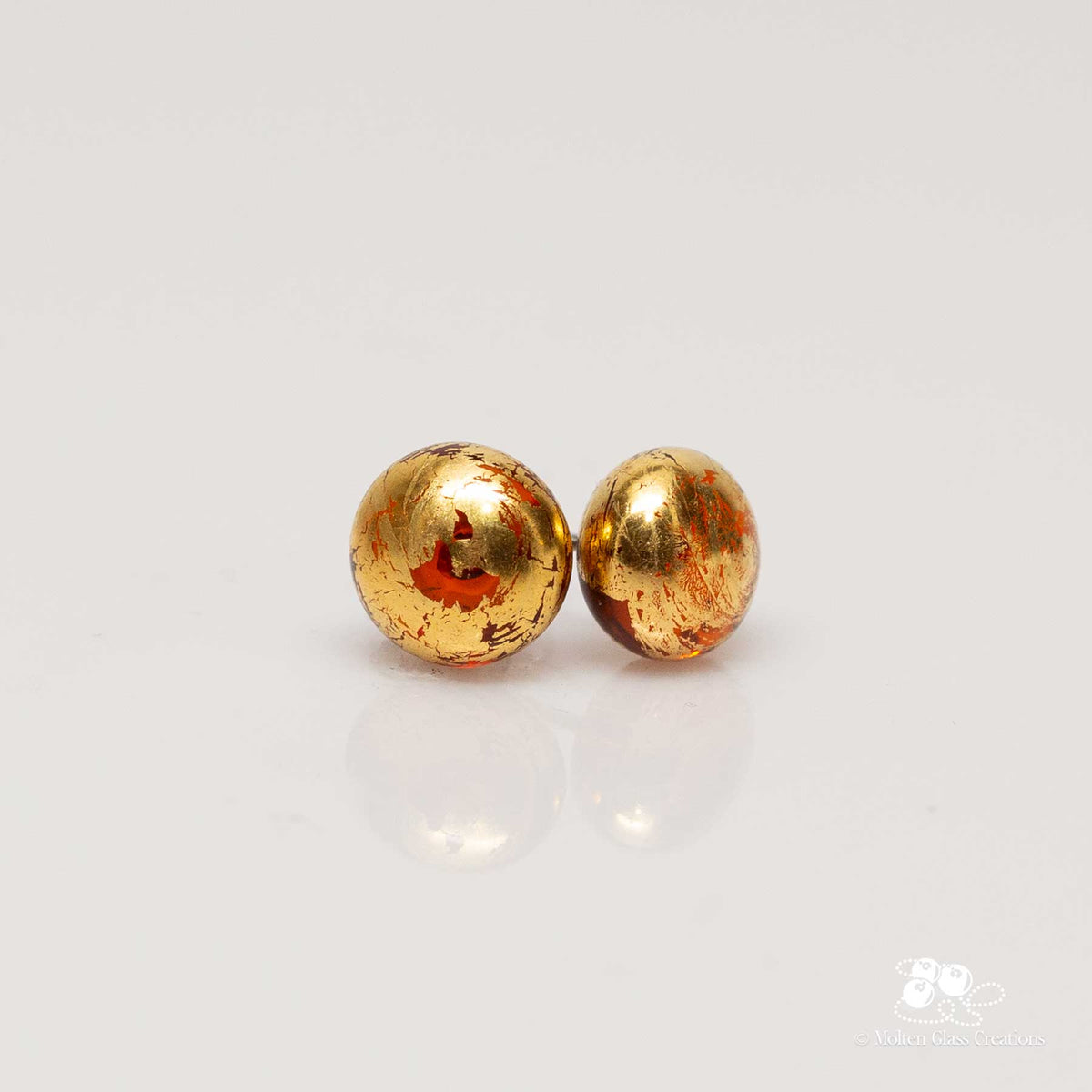 Glass Stud Earrings - Golden Amber