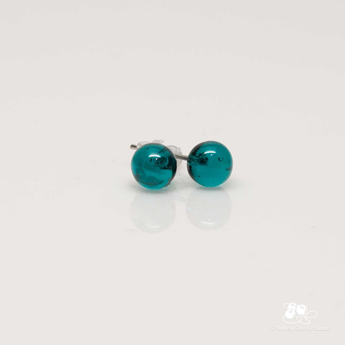Glass Stud Earrings - Teal round