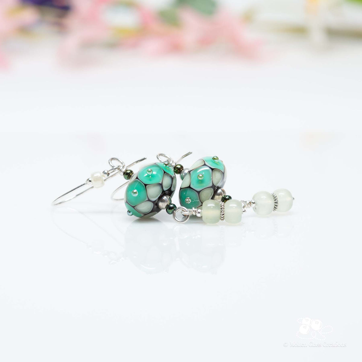 Emerald &amp; Pale Yellow Earrings