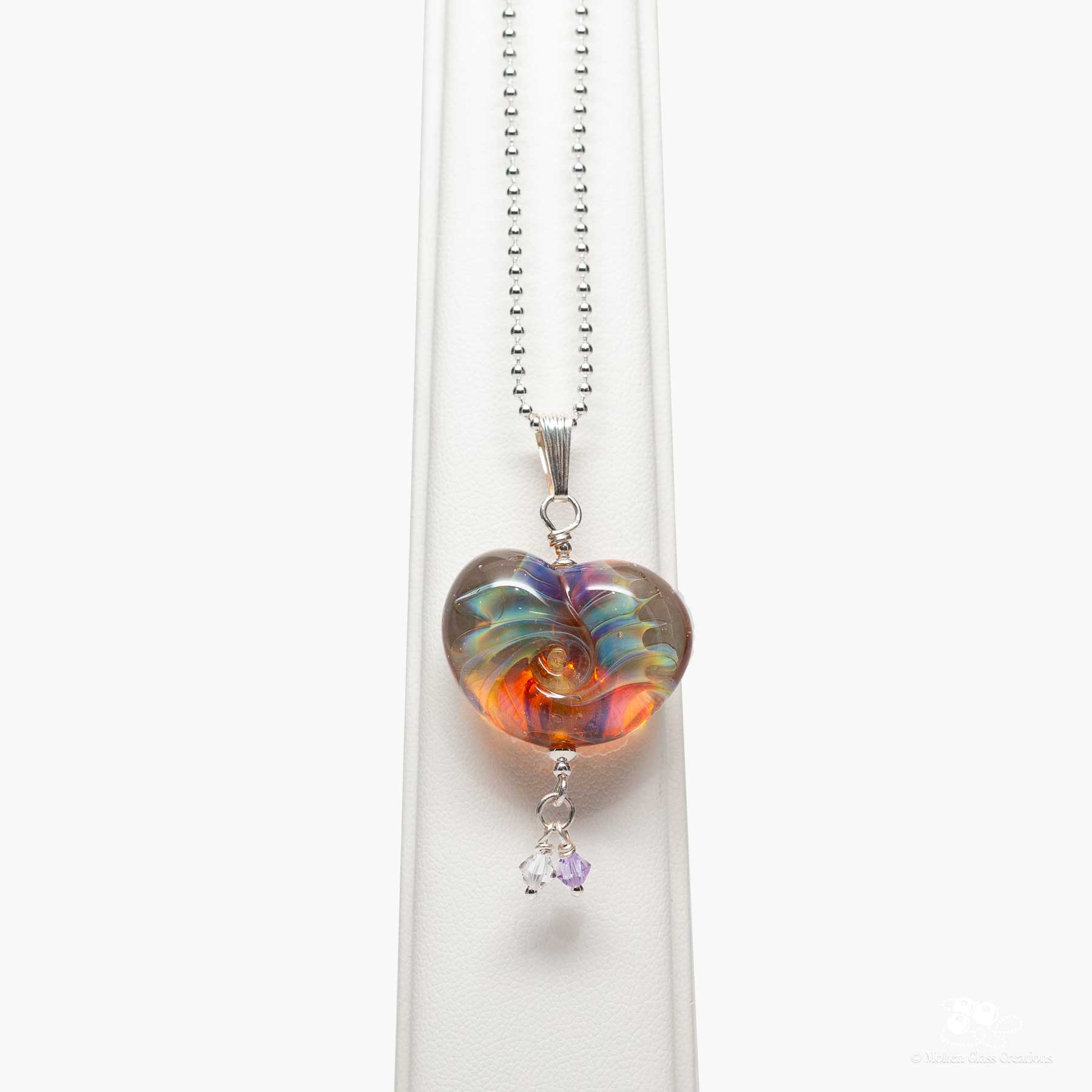 multicolor heart shaped glass bead necklace