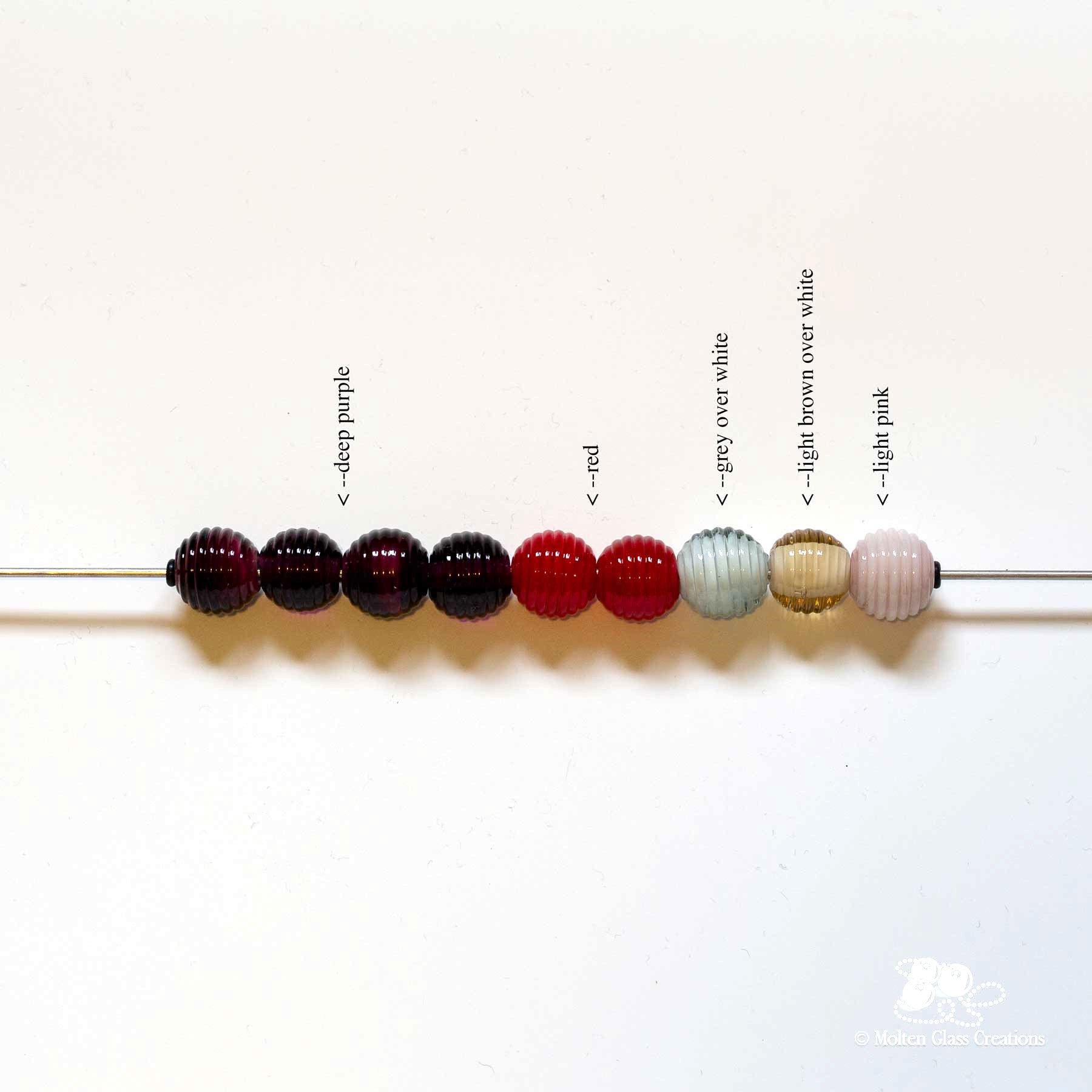 Bead set - Ribbed Round Beads - Molten Glass Creations