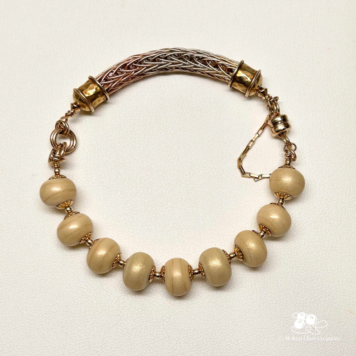 Gold & Ivory Viking Knit Bracelet