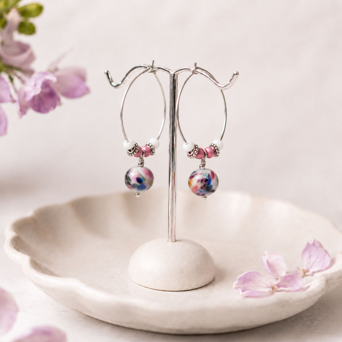 Confetti Lampwork Hoop Earrings