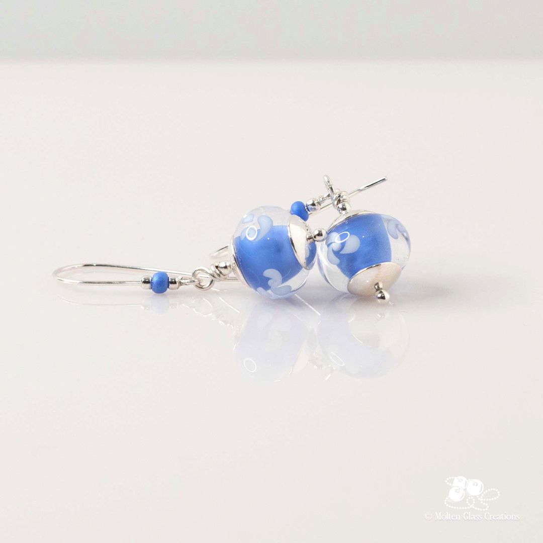 Periwinkle Pinwheel Glass Bead Earrings