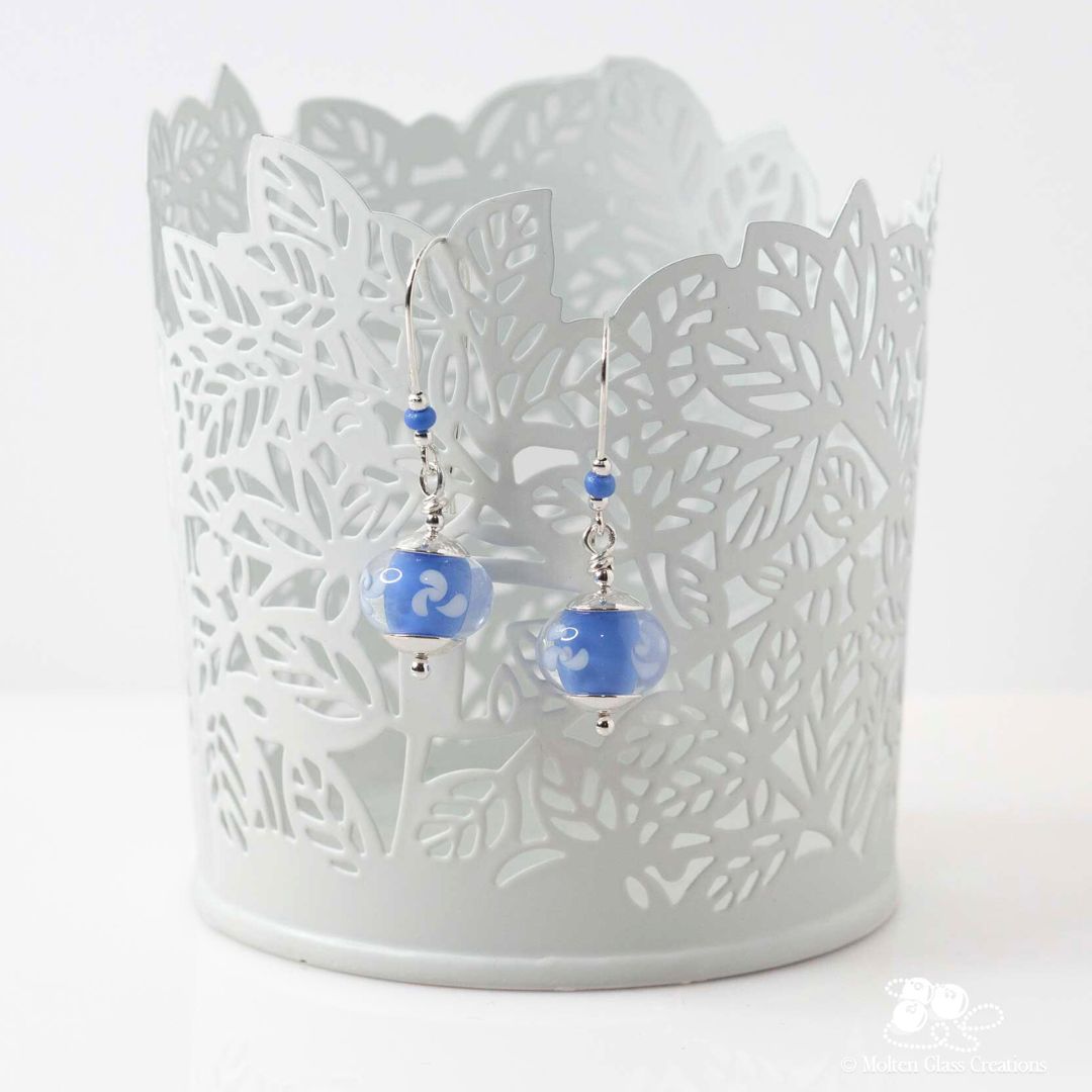 Periwinkle Pinwheel Glass Bead Earrings