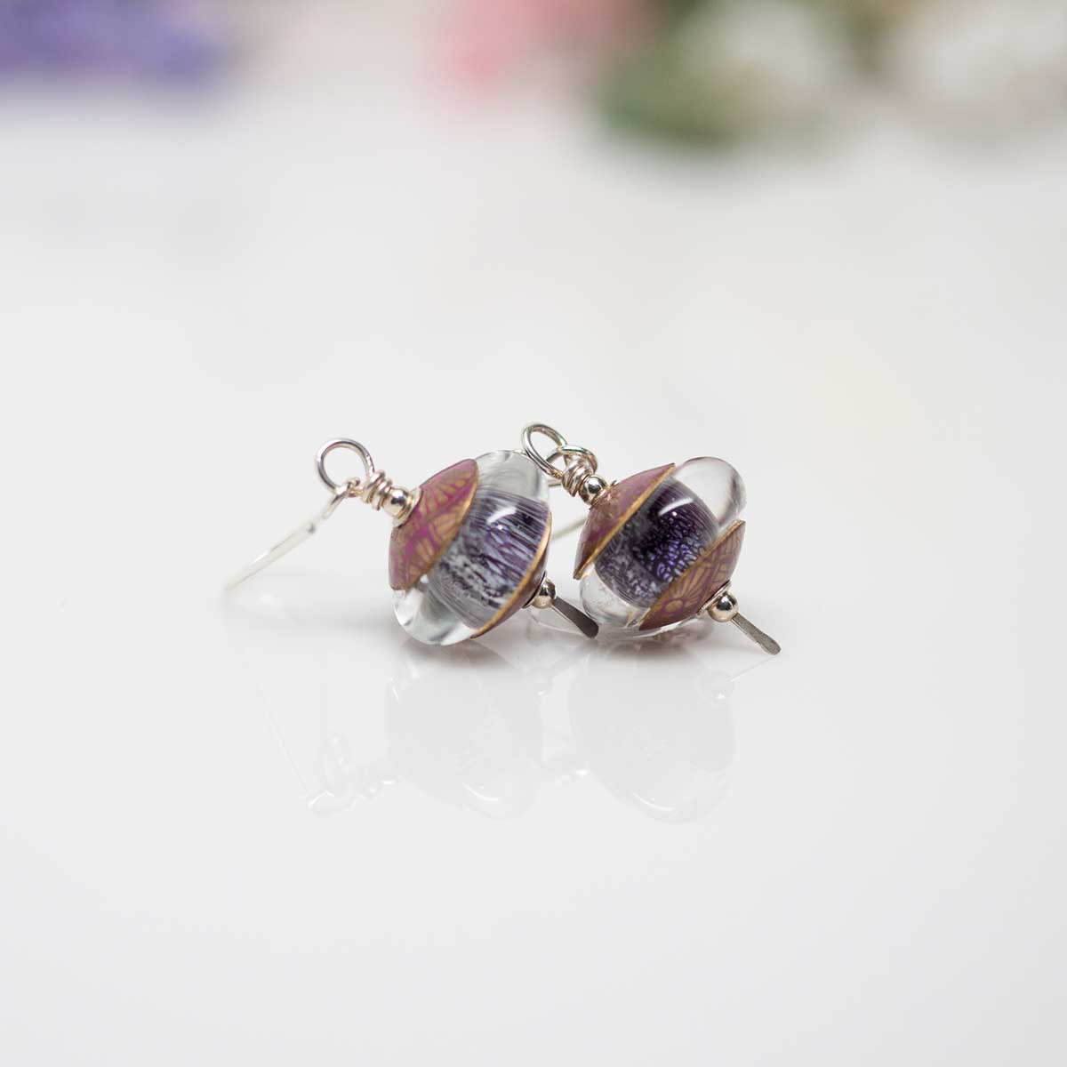 Sparkly Purple Dichroic Earrings
