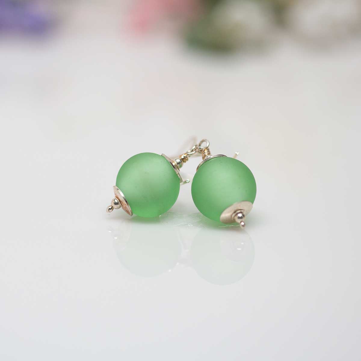 Etched Green Drop Earrings