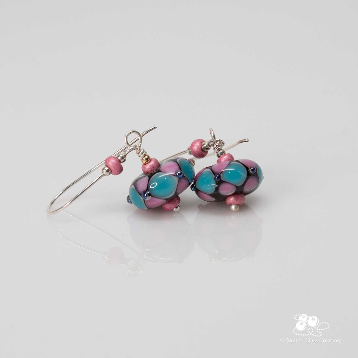 Pink &amp; Blue Dotted Disc Earrings