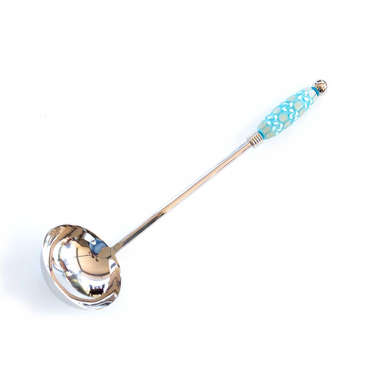 blue twisted beaded soup ladle