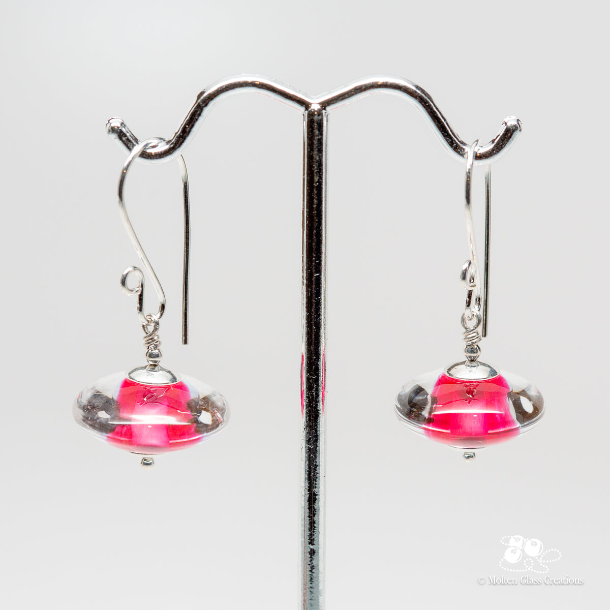 Pink Gemtone Disc Earrings