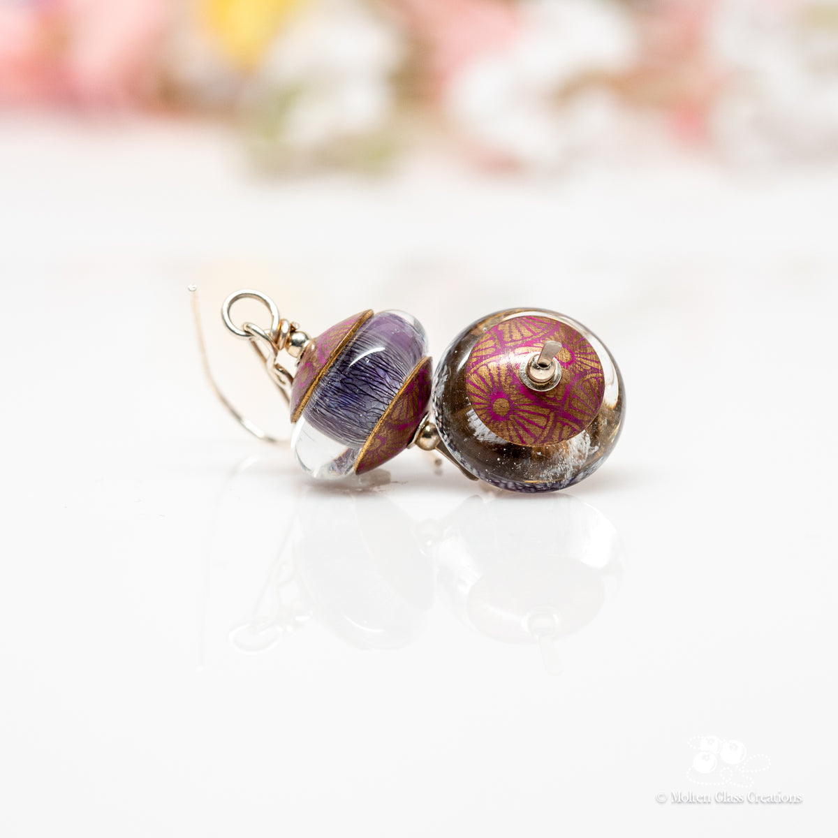 Sparkly Purple Dichroic Earrings #2