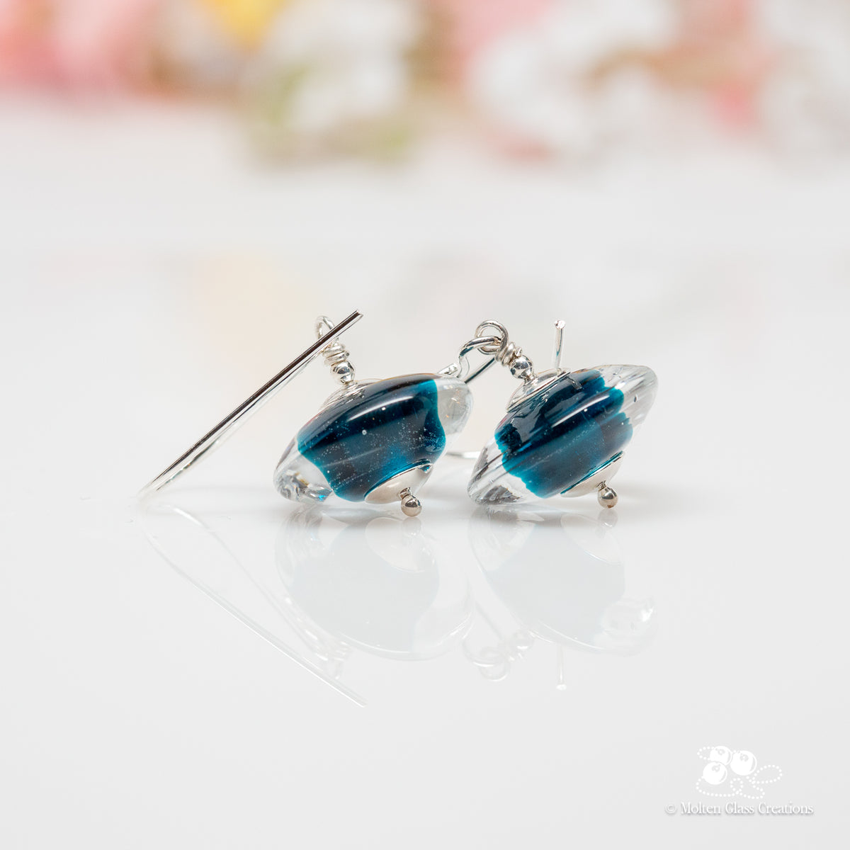 LP Teal Gemtone Disc Earrings