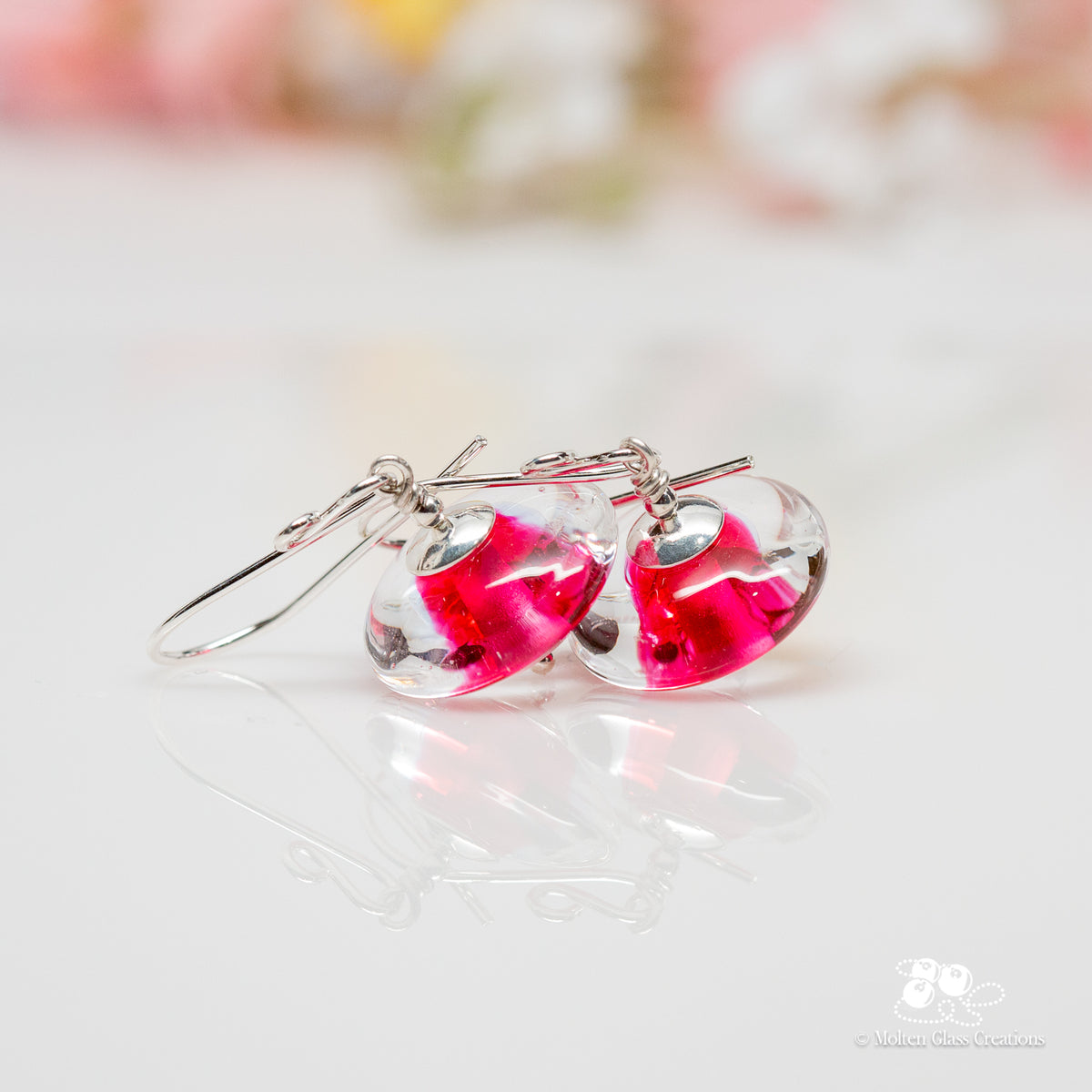 Pink Gemtone Disc Earrings