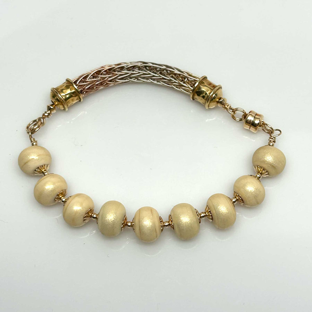 Gold &amp; Ivory Viking Knit Bracelet