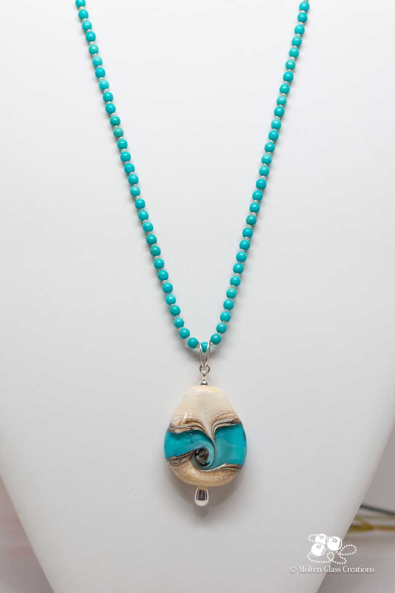 Turquoise &amp; Ivory Teardrop Necklace