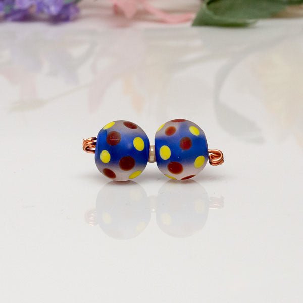 Bead Set - Blue/Red/Yellow/Dots - Molten Glass Creations