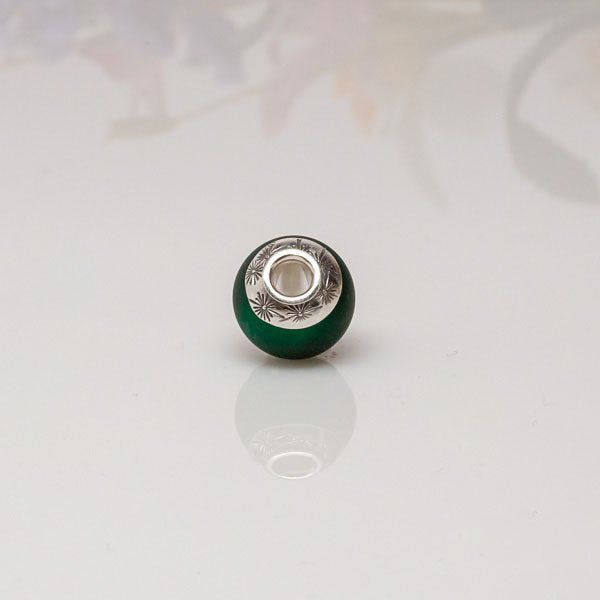 Big Hole Bead - Dark Green/Starburst - Molten Glass Creations