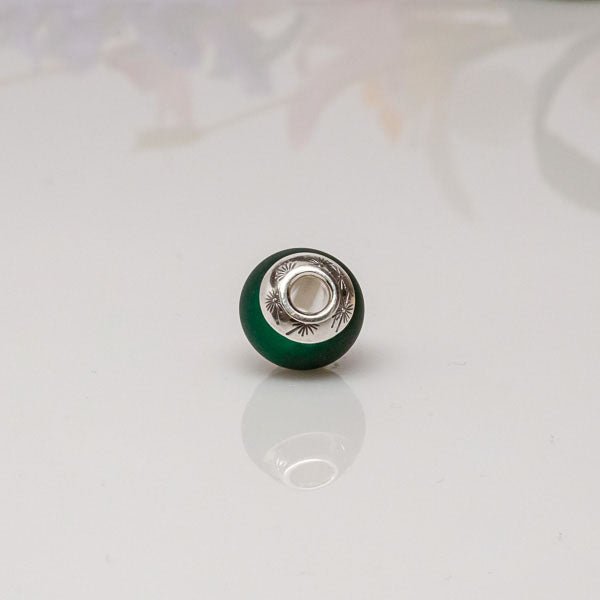 Big Hole Bead - Dark Green/Starburst - Molten Glass Creations