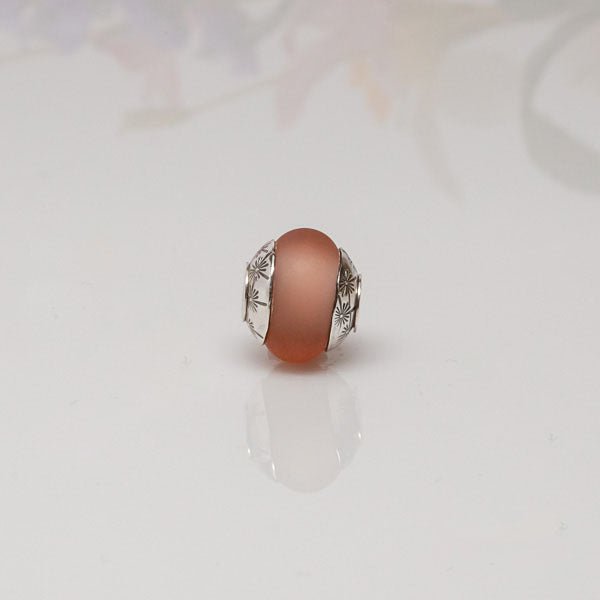 Big Hole Bead - Peach/Starburst - Molten Glass Creations