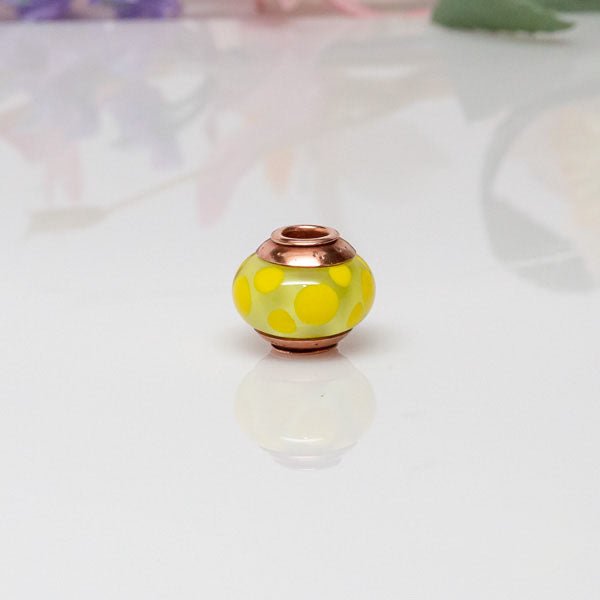 Big Hole Bead - Yellow/Copper2 - Molten Glass Creations