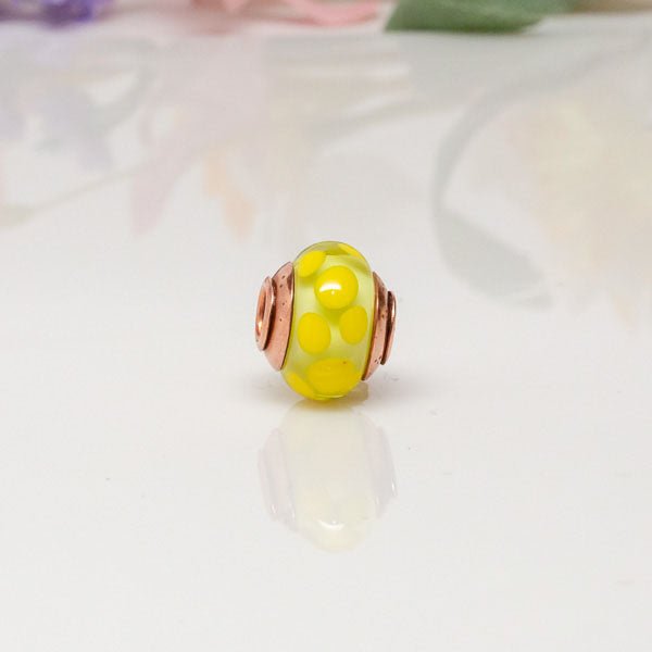 Big Hole Bead - Yellow/Copper2 - Molten Glass Creations