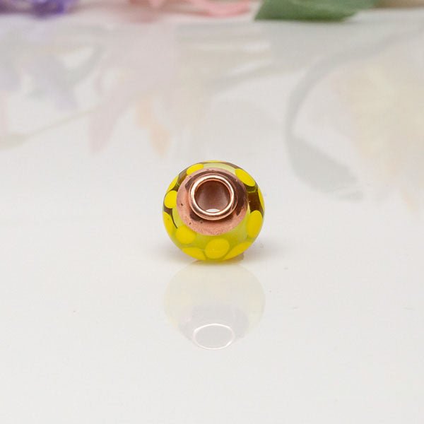 Big Hole Bead - Yellow/Copper2 - Molten Glass Creations