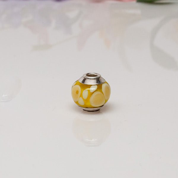 Big Hole Bead - Yellow/SS - Molten Glass Creations