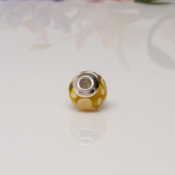 Big Hole Bead - Yellow/SS - Molten Glass Creations