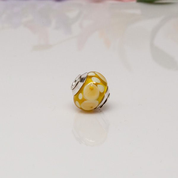Big Hole Bead - Yellow/SS - Molten Glass Creations