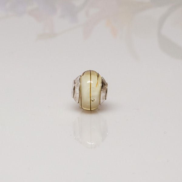 Big Hole Bead - Yellow/Starburst - Molten Glass Creations