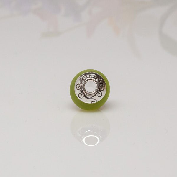 Big Hole Bead - Yellow/Swirls - Molten Glass Creations