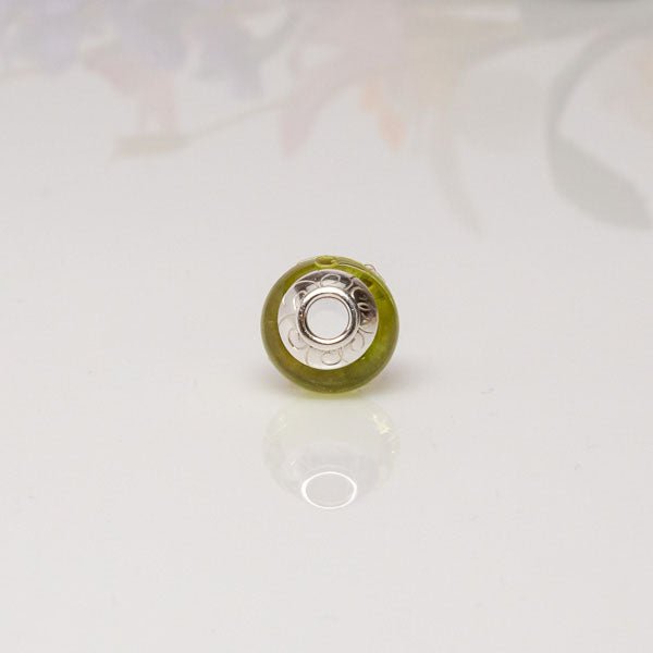 Big Hole Bead - Yellow/Swirls2 - Molten Glass Creations