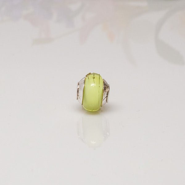 Big Hole Bead - Yellow/Swirls2 - Molten Glass Creations