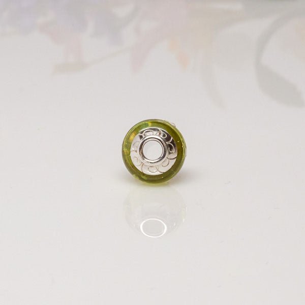 Big Hole Bead - Yellow/Swirls2 - Molten Glass Creations