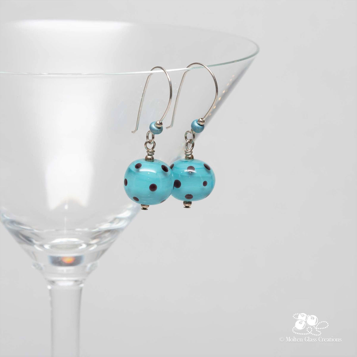 Blue Dot Earrings - Molten Glass Creations