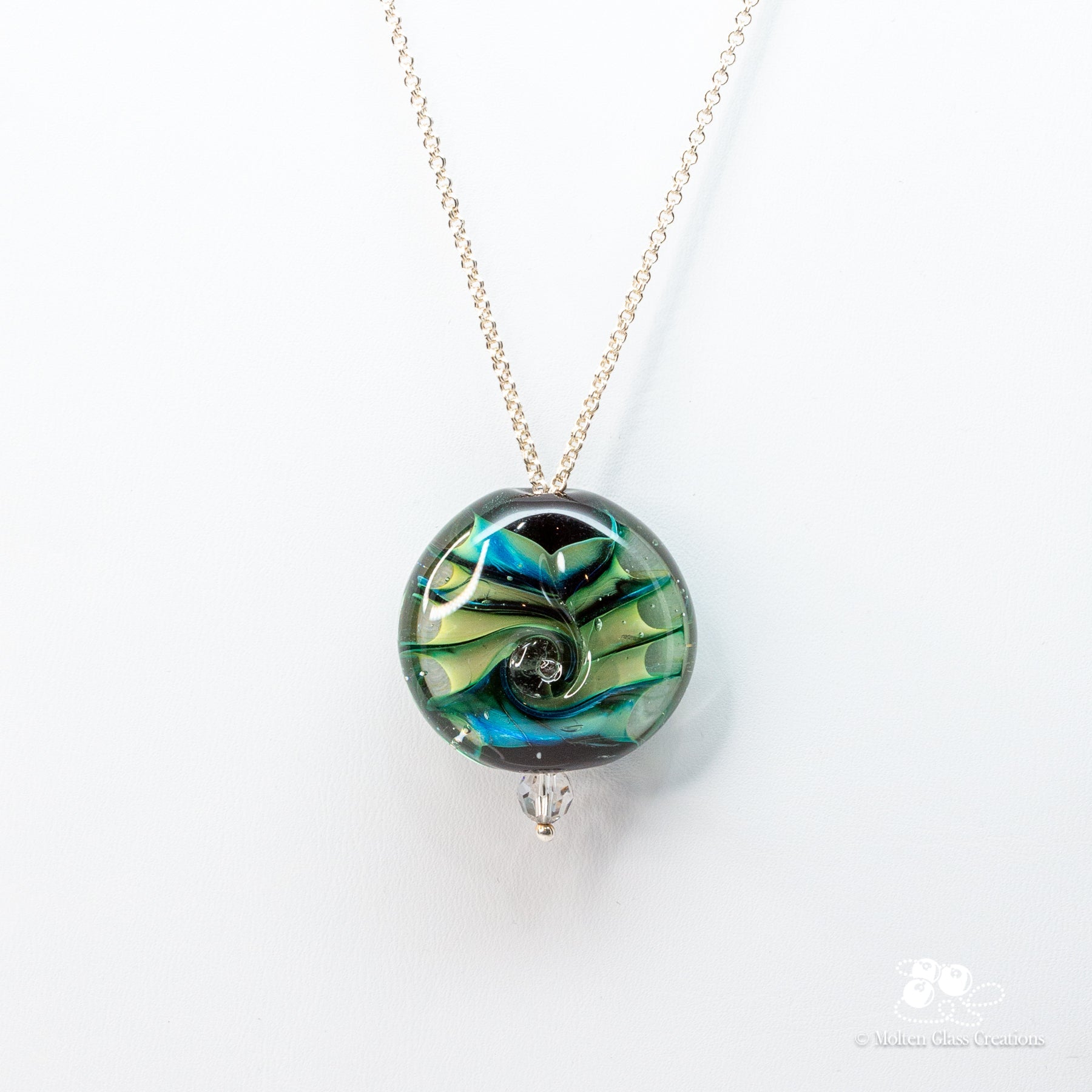 Blue Green Tornado Necklace - Molten Glass Creations