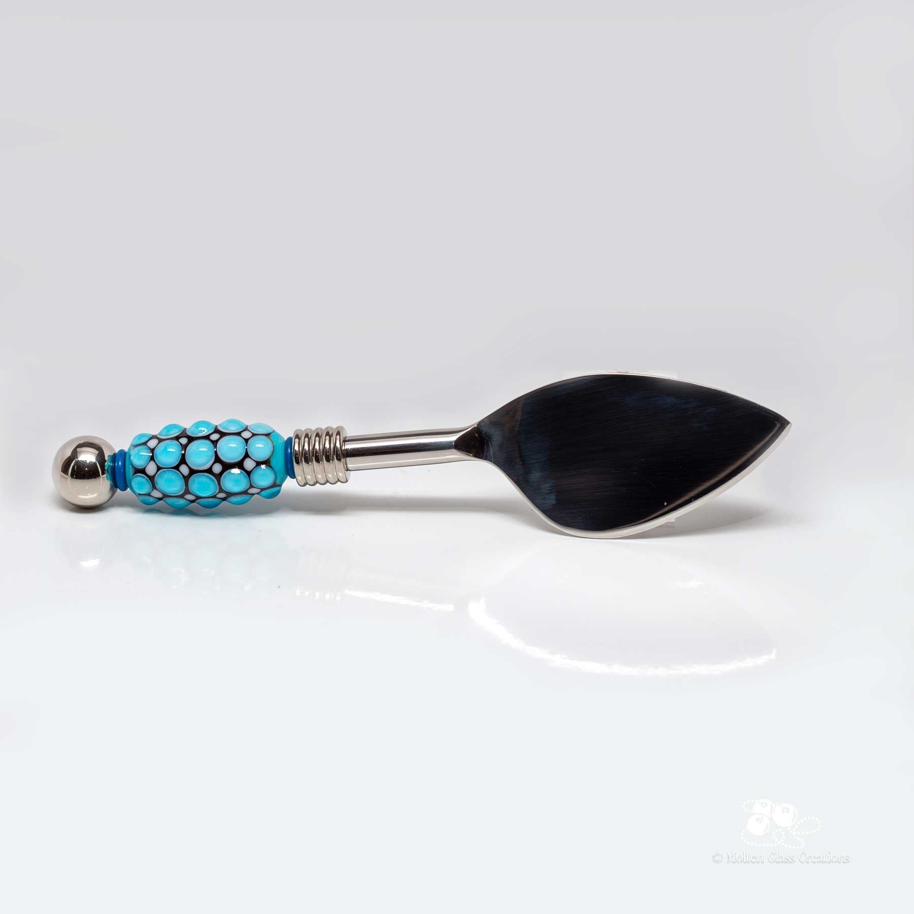 Cheese Knife - Light Blue Bumpy Bead - Molten Glass Creations